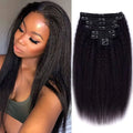 Kinky Straight Clips In Human Hair Extensions