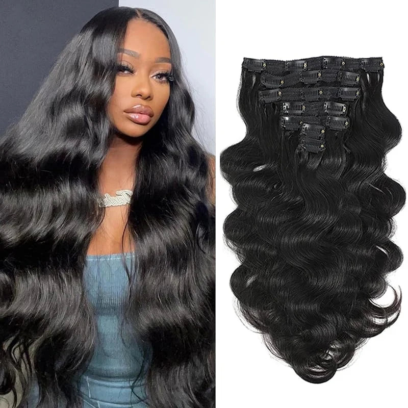 Body Wave Clip in Hair Extensions Human Hair