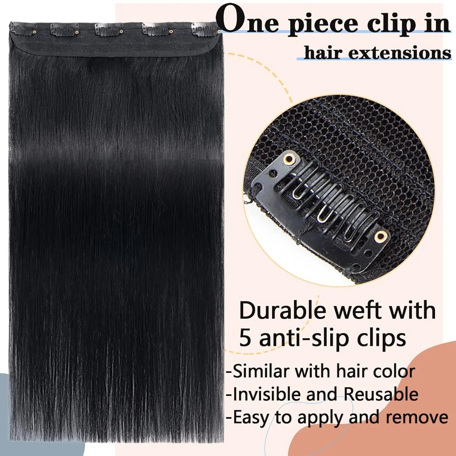 Clips In One Piece Hair Extension