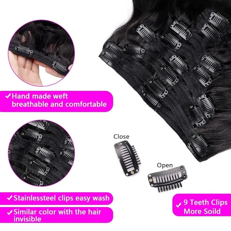 Body Wave Clip in Hair Extensions Human Hair