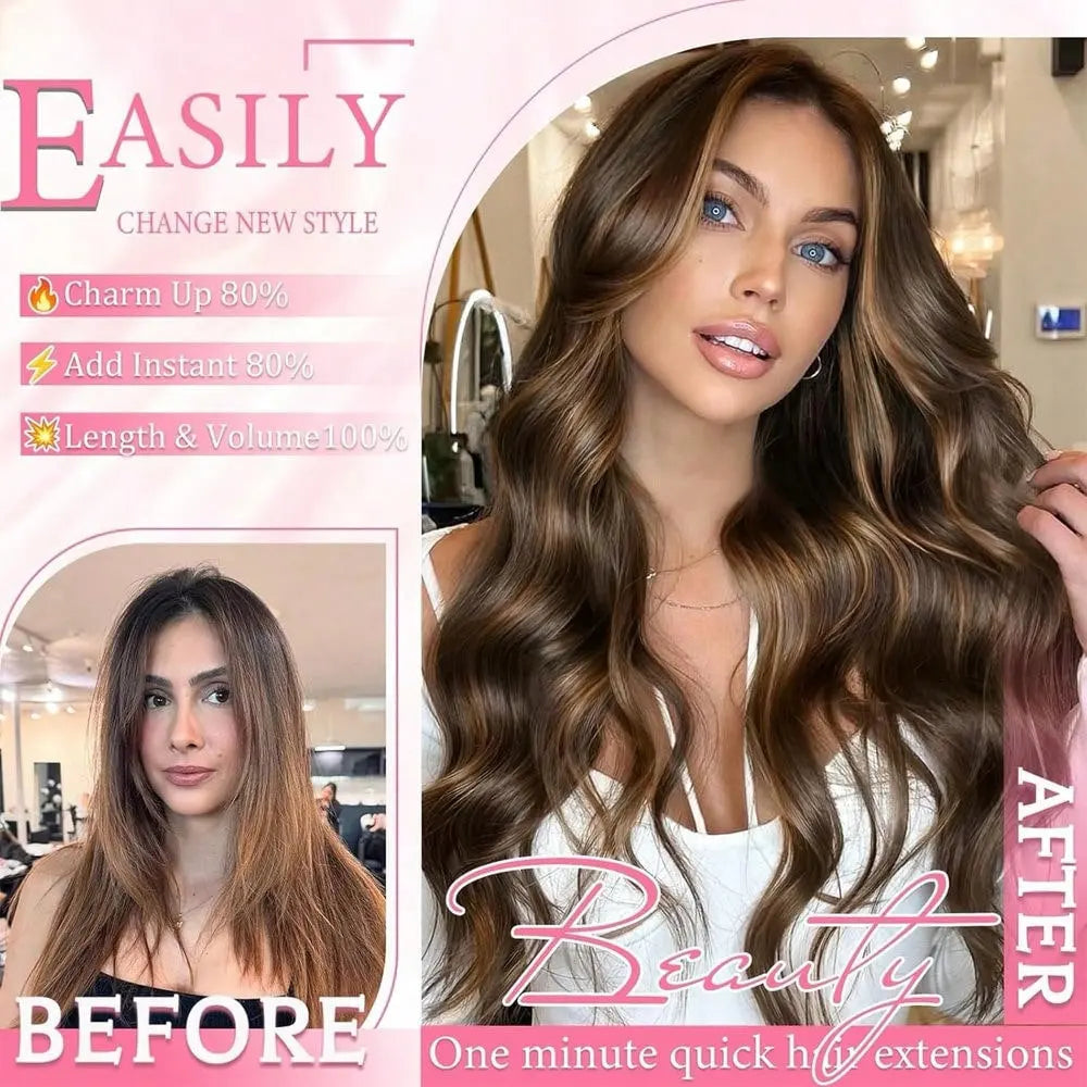 Dark Brown Highlight Clip In Hair Extensions