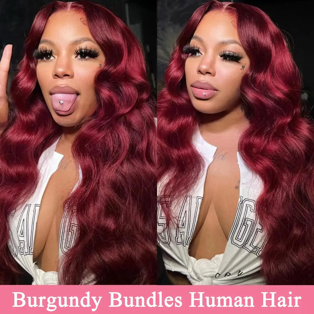 Burgundy 99J Body Wave Human Hair Bundles