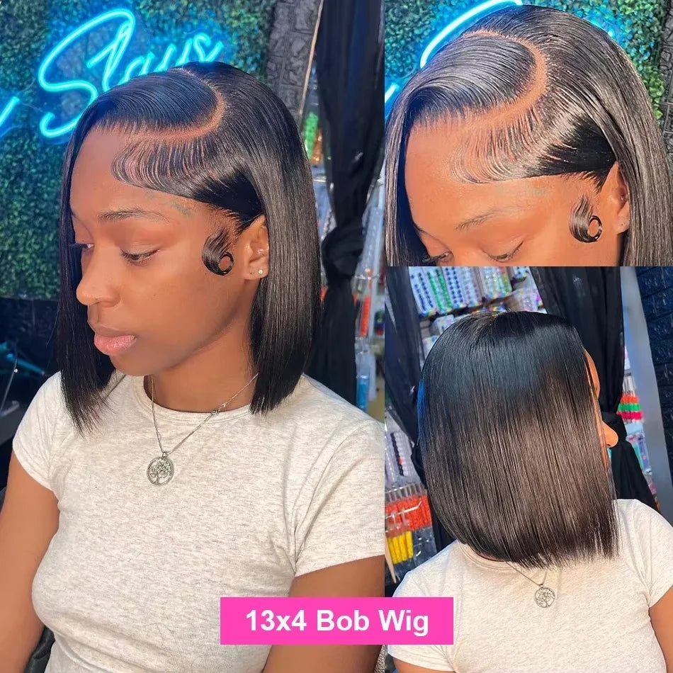 Straight Short Bob HD Lace Front Human Hair Wigs