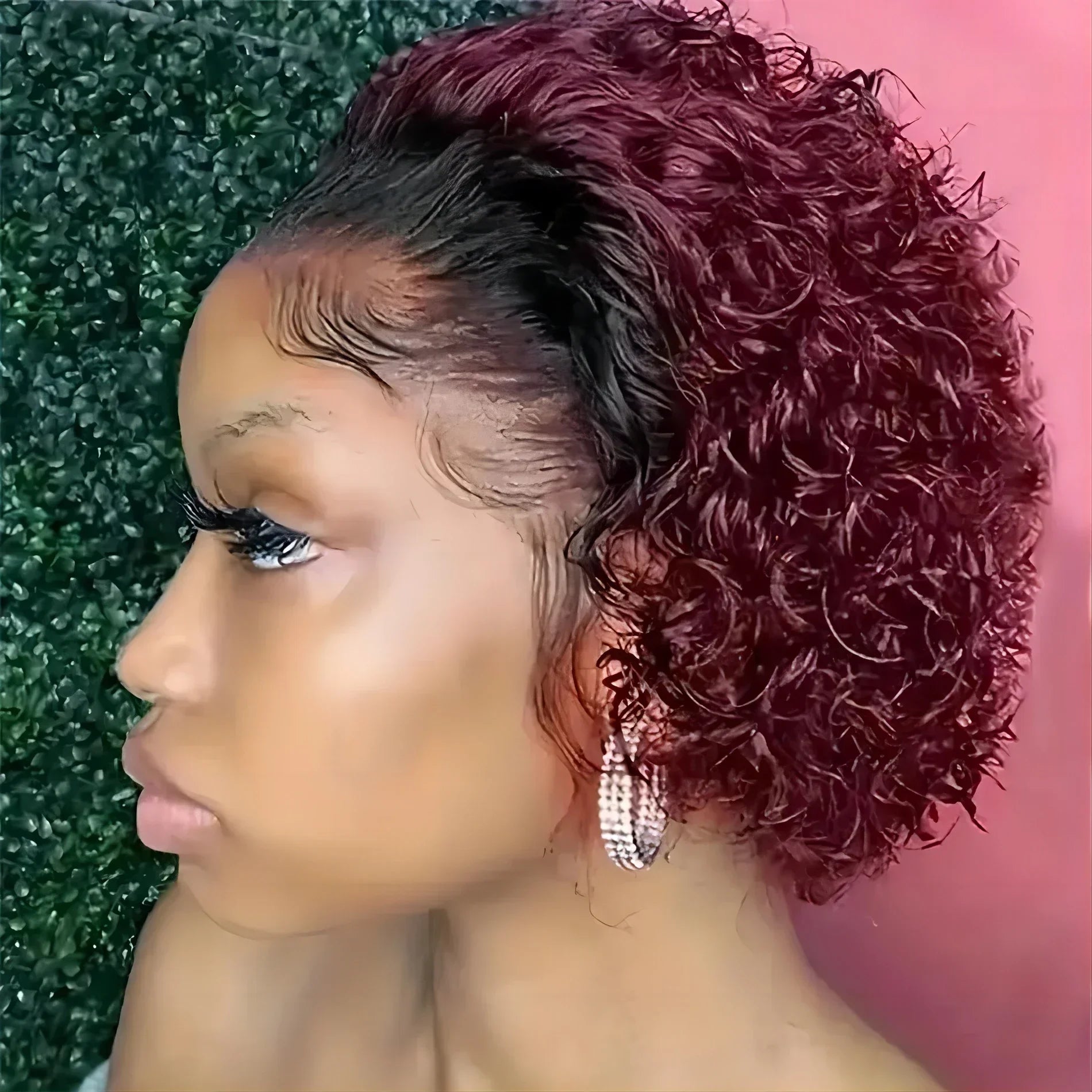 Afro Curly Pixie Bob Hd Lace Front Bob Wig