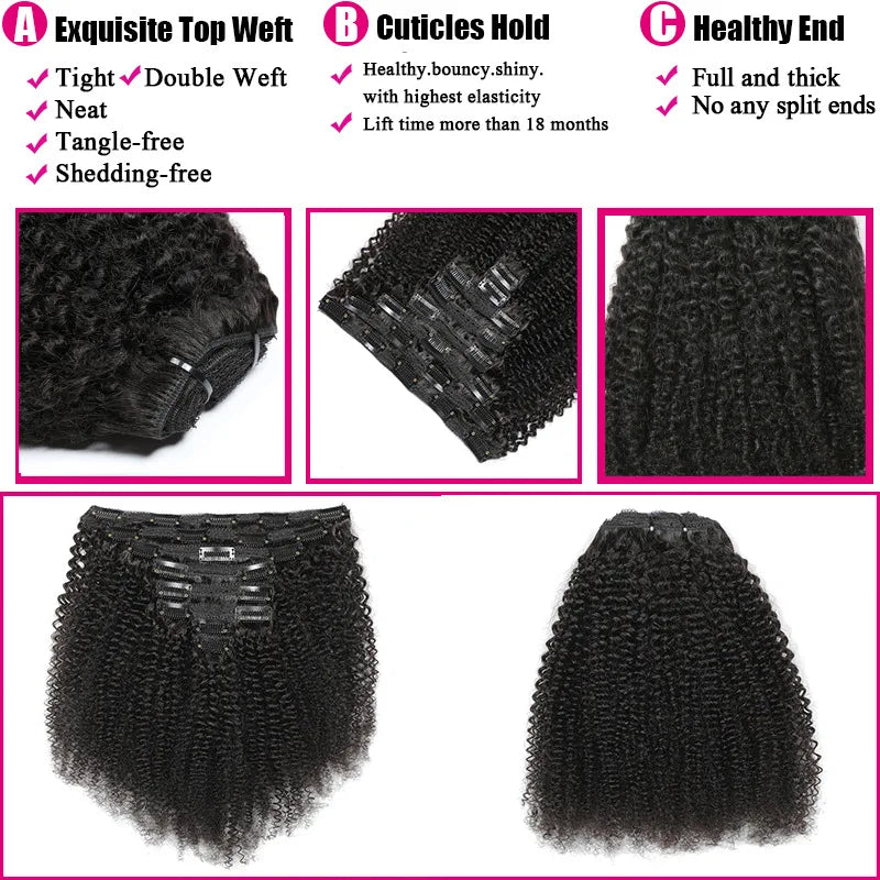 Afro Kinky Curly Clip in Hair Extensions