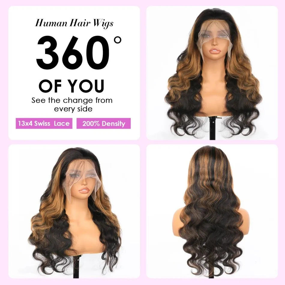 Highlight Ombre Body Wave Lace Front Wigs