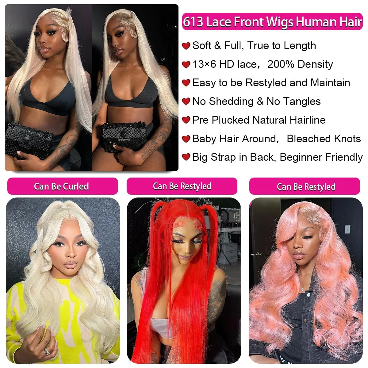 613 Honey Blonde Lace Front Human Hair Wigs