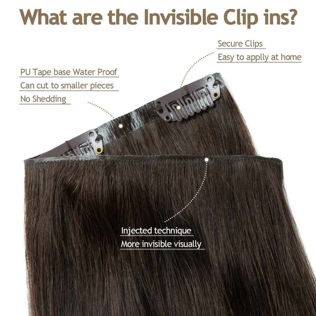 Seamless PU Clip in Human Hair Extension