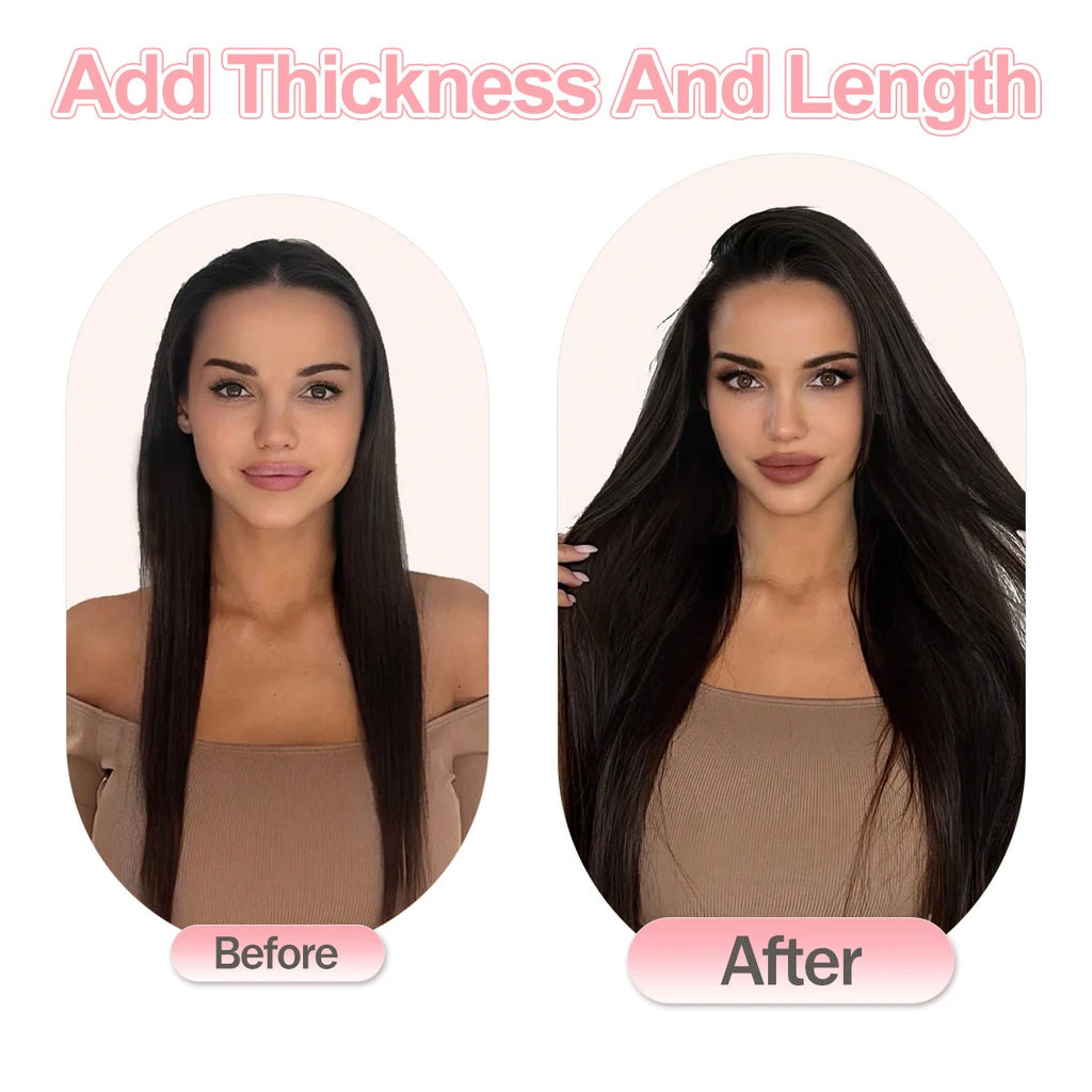 Seamless PU Clip in Human Hair Extension