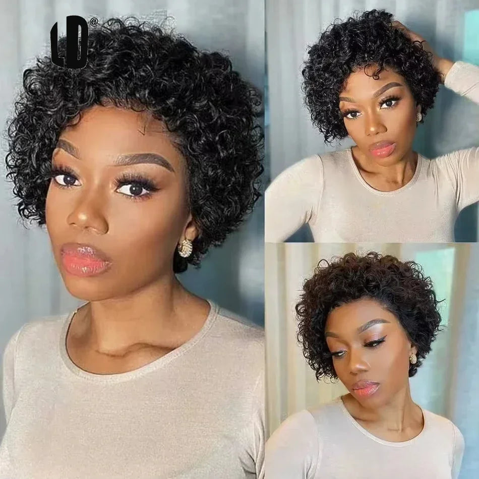 Afro Curly Pixie Bob Hd Lace Front Bob Wig