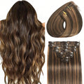 Dark Brown Highlight Clip In Hair Extensions