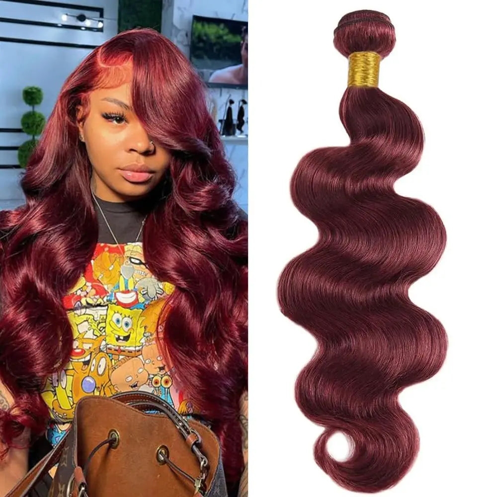 Burgundy 99J Body Wave Human Hair Bundles