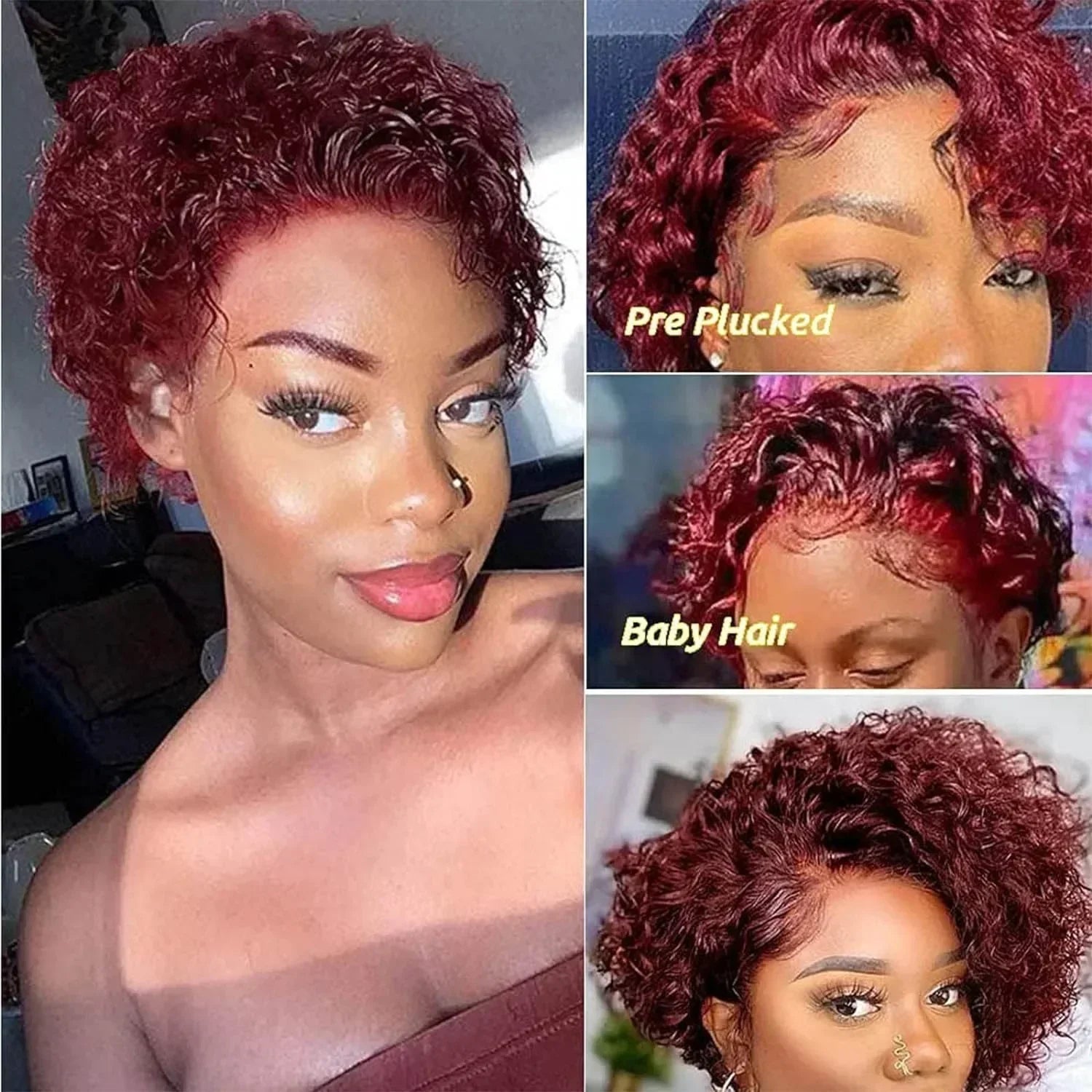 Afro Curly Pixie Bob Hd Lace Front Bob Wig
