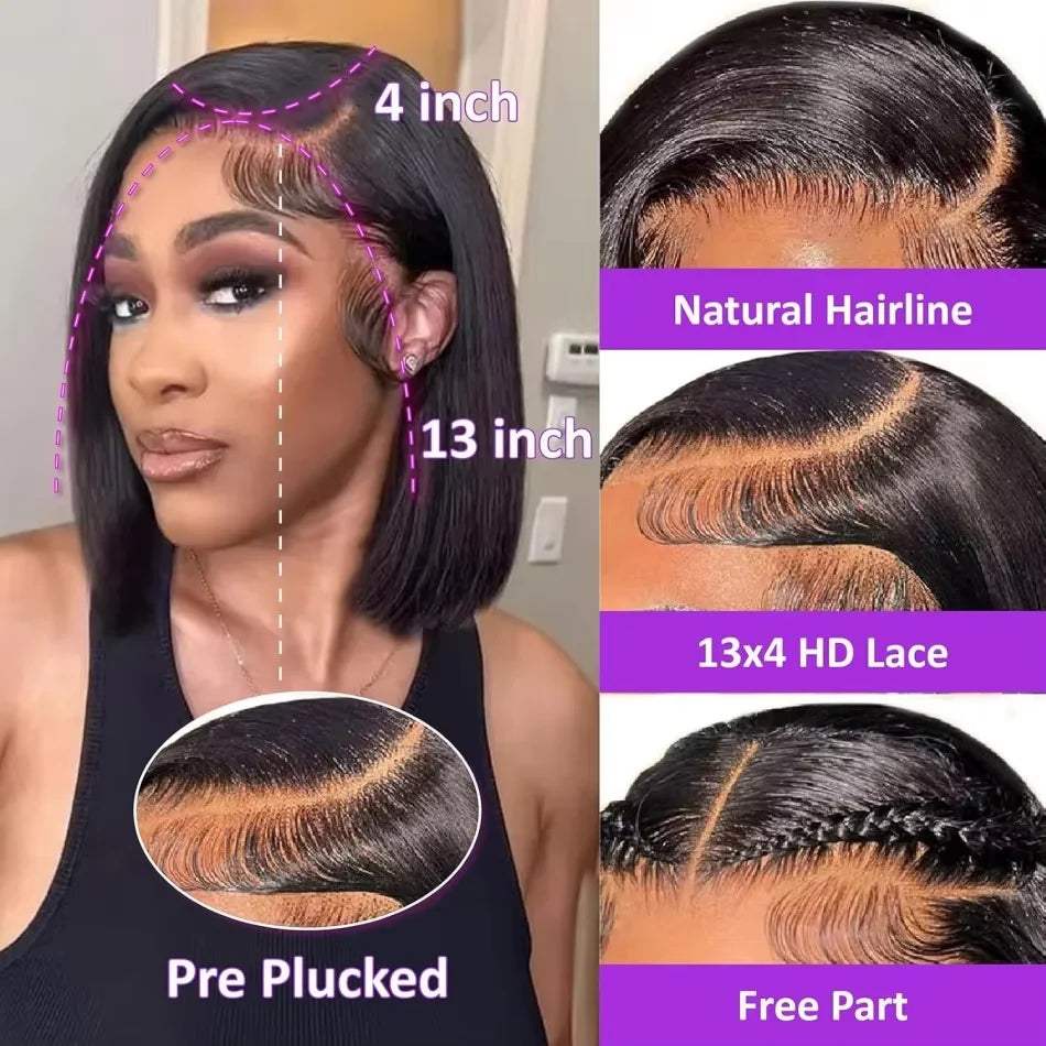 Straight Short Bob HD Lace Front Human Hair Wigs