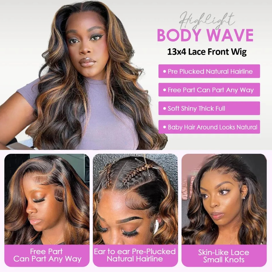 Highlight Ombre Body Wave Lace Front Wigs
