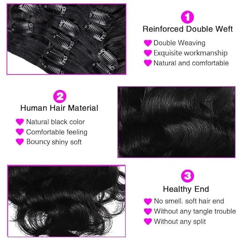 Body Wave Clip in Hair Extensions Human Hair